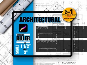 Procreate Architectural Rulers | 2-in-1 Imperial/english Scale Ruler | 1 1/2" & 3" Transparent Black|digital Precision Ruler|free Grid Brush - Etsy Australia