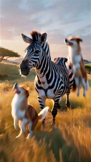 🐾🐕🌾 The Dogs and the Big Zebra 🦓 🐕🌾 狗狗們與大斑馬 🦓