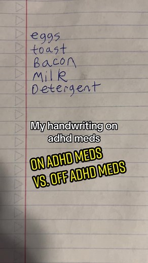 My handwriting on adhd meds vs. off adhd meds #adhdhumor #adhdlife #fyp #adhdtok #adhdgang #viral