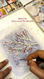 39K views · 14K reactions | ❄️ Snow Covered Branches: Crayon Resist...