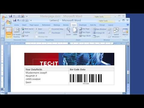 Create Barcode Serial Letters with Word 2007 and TBarCode SDK