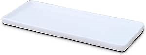 Ceramic Vanity Tray Small Rectangle, Bathtub Tray Bathroom Organizer, Cosmetics Holder for Tissue Candle Towel Plant Jewelry Ring Dish Dresser Perfume Shampoo-White(1 Pc)(Large)