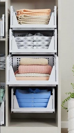 5 Pack Stackable Closet Storage Bins Foldable Wardrobe Organizer Drawers