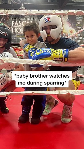 Baby Brother Watching Sparring in Baby Boxing Athlete Video