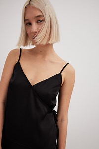 Overlap Satin Singlet Black