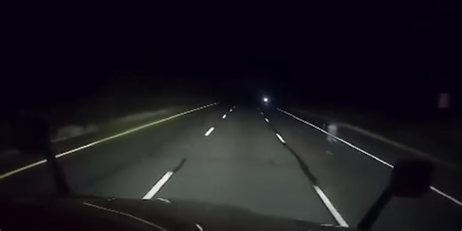 Trucker films creepy ghost-like figure on highway while driving alone