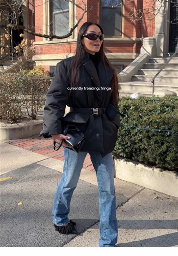 Obsessing over fringe and tassels, here’s how to incorporate it subtly #fashiontiktok #fashiontips #fringe #winterfashion