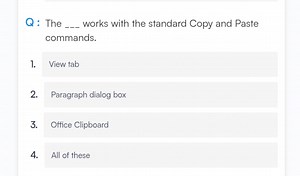 The __ works with the standard Copy and Paste commands.View ta... | Filo