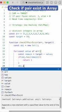 JavaScript Interview Q&A | Check if pair with given sum exists using hashing in JS #codinginterview