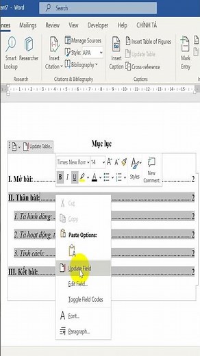 How to update the table of contents in Word #shorts #viral #wordtips