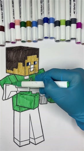 Reverse Coloring 🎨 Minecraft Steve with Gun 🔫 |Satisfying Rewind Drawing