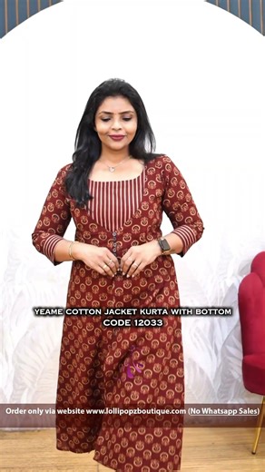 Yeame Cotton Striped Tier Dress & Jacket Kurta With Bottom Code(12032) & (12033)