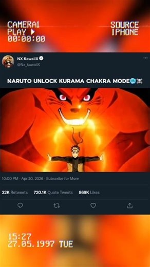 Naruto Unlock Kurama Chakra Mode🥶☠️ || Thanks For Watching || #anime