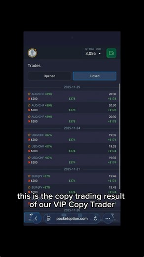 Pocket Option Copy Trading Results