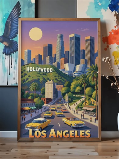 Los Angeles Skyline Print | California Cityscape Wall Art - Etsy
