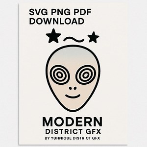 Alien zoné SVG PNG | Dessin au trait Trippy Alien Head pour sublimation, autocollants et travaux manuels - Etsy France