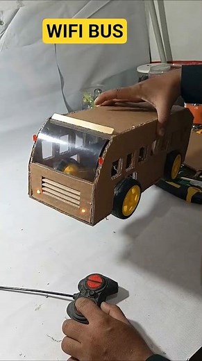 DIY RC Bus Using Cardboard & DC Gear Motors | WiFi Controlled Demo#automobile #dcmotor #cardboard