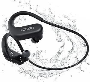 LOBKIN Bone Conduction Swimming Headphones - IPX8 Waterproof Earbuds with 8GB Storage & Bluetooth 5.4, 8-Hour Playtime for Underwater Sports and Running.