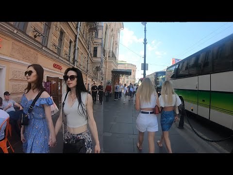Russia, Walking in Saint-Petersburg, Nevsky Avenue 4K.