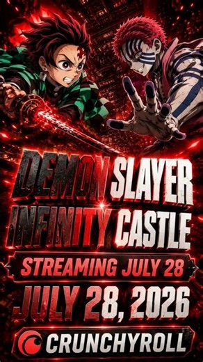 🔥 Demon Slayer: Infinity Castle is finally streaming on Crunchyroll!📅 Streaming: July 28, 2026🎬