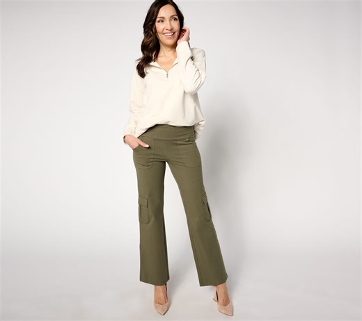 Women with Control Tummy Control Boot-cut Cargo Trousers - QVC.com