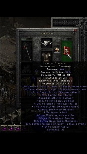 Gear Fire Warlock Endgame #diablo2resurrectedbuild #fastleveling