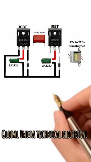 220v ac inverter 12v dc to 220v ac inverter circuit diagram #electricalindia #electricalcircuit