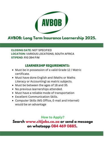 Apply for Avbob Long Term Insurance Learnerships