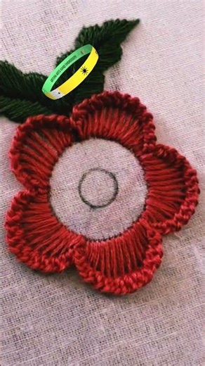 Hand embroidery design/Embroidery patterns tutorial/ Easy flower with needle work 👌 😍 #shorts #art