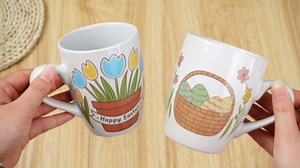 CHENGU 6 Pack Spring Easter Mugs Set 10oz Happy Easter Bunny Eggs Ceramic Coffee Mugs Spring Rabbit Drinking Cups Holiday Gifts for Home Parties Basket Stuffers Party Supplies