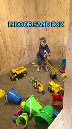 An indoor sand box helps when there’s crappy weather in Washington! #sandbox #washington #weather #toddlersoftiktok #playtime