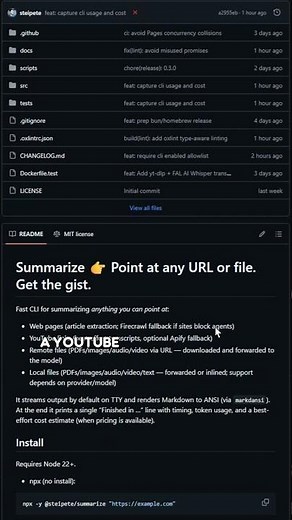Summarize: a fast CLI that gives you the gist of any URL or file #github