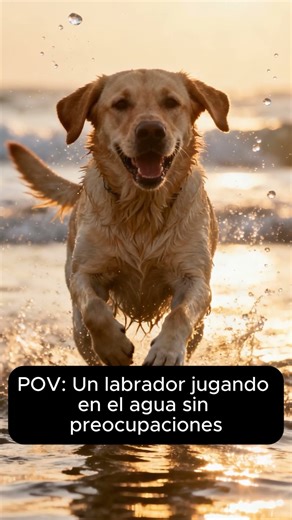 POV: Un labrador jugando en el agua sin preocupaciones