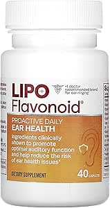 Proactive Daily Ear Health Supplement by Lipo-Flavonoid, Promotes Long Term and Supports Optimal Auditory Function and Cognitive Health, 40 Caplets