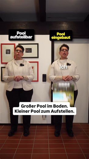 Nina Klein Immobilien • Immobilienmaklerin Hamburg on Instagram: "Großer Pool im Boden. Kleiner Pool zum Aufstellen. Der eine sagt: „Status.“ Der andere sagt: „Reicht völlig.“ Beide sagen: „Ist doch nur Wasser.“ Die Wahrheit? Es geht nie um den Pool. Es geht um Entscheidungen. Viele kaufen größer, als sie leben. Andere leben entspannter, als sie zeigen. Und jetzt du 👇 Team eingebaut oder Team aufgestellt? Die meisten Fehler passieren ohne Plan. Kommentiere FAHRPLAN – ich sende dir den passenden
