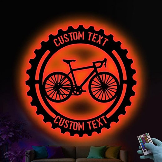 Personalized Bicycle LED Metal Sign, Custom Text Cycling Wall Decor, Bike Lover Man Cave Home Decoration - Etsy