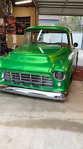 167K views · 17K reactions | Though this ‘56 Chevy owned by Bryan Garst looks wicked clean, the build started with just a cab and one door. It now lays low with the help of a custom chassis that has a TCI IFS and a full set of Ridetech Shockwaves. This truck is also ready to rock with a LS3 paired with a 6L80e transmission. | Fuelish Media | Facebook