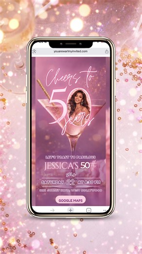 50th Birthday Digital Invitation Website – Glamorous Template