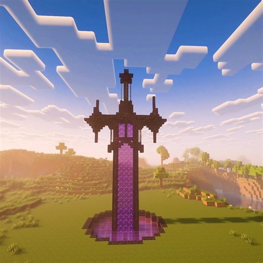 Minecraft:How to Build a Giant SWORD Nether Portal! 🗡️🔥#minecraft #dublagem