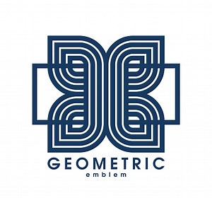 Geometric vector line art logo isolated on white, abstract linear...