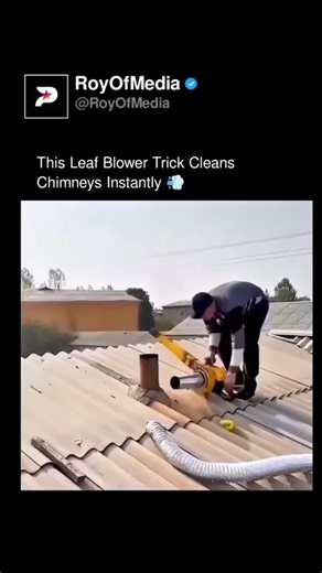 Tech & Business | Technology News on Instagram: "This is easily the most aggressive way to clean a chimney. ​It’s technically called "Pneumatic Soot Removal," but the internet just calls it the leaf blower hack. Instead of spending hours scrubbing with manual brushes, this method uses high-velocity air to force a massive pressure wave through the flue. ​The blower creates enough force to blast loose soot and ash straight out the top in seconds. It’s basically a jet engine start-up for your firep
