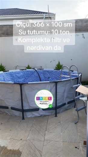Intex Hovuz Ölçü və Su Tutmumu: 366x100 sm 10 Ton