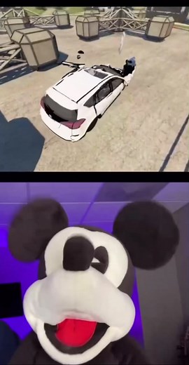 Mickey Mouse Car Crash Survival Reaction