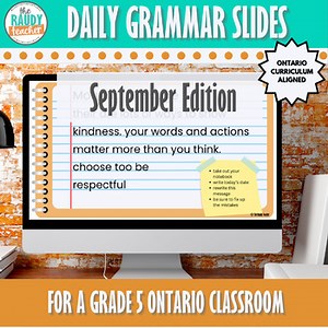 Grade 5 September Daily Grammar Slides | Ontario Language Curriculum