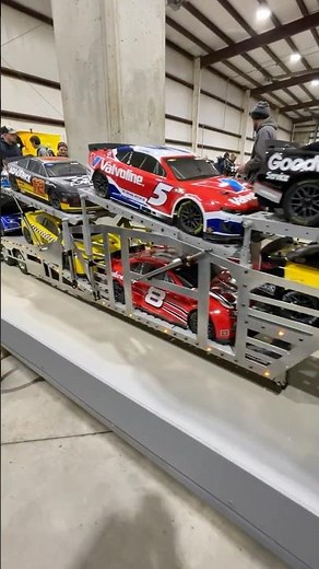 RC Semi truck car carrier is stacked with Losi race cars
