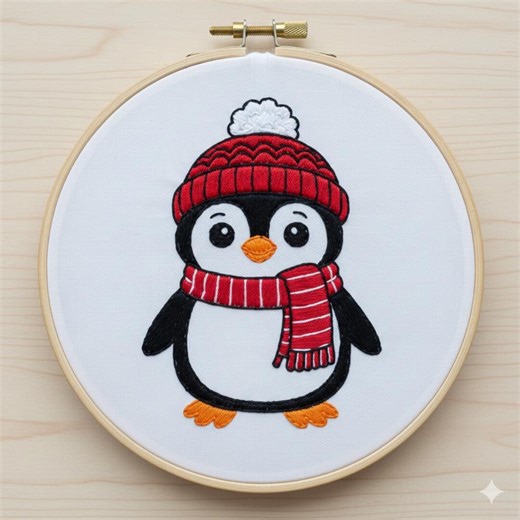 Winter Penguin Embroidery Design, Penguin Embroidery Template PDF File (instant Download) - Etsy