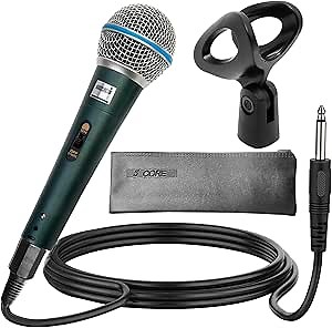5 CORE Microphone Dynamic Karaoke XLR Mic Cardioid Unidirectional Handheld Wired Singing Microfono Rugged Design W On Off Switch Built-in Pop Filter Included Mic Clip and XLR Cable - BETA