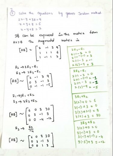 Matrices 3h exercise gauss jordan method