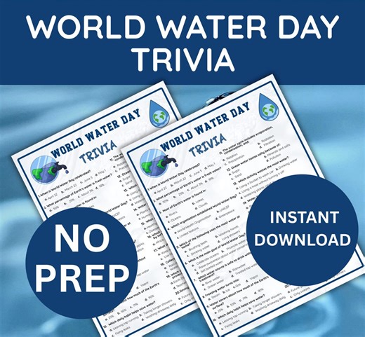 World Water Day Trivia Game | 20 Mcqs | March 22 Classroom Activity | Water Conservation Quiz - Etsy