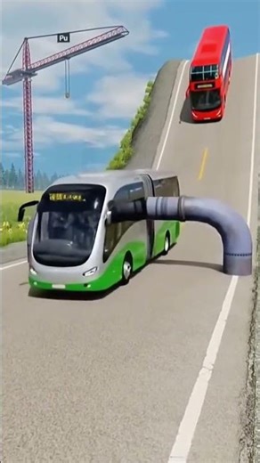 Dangerous Bus Challenge 😱 | Impossible Road Obstacle Test | Extreme Crash Simulation #shorts #youtub